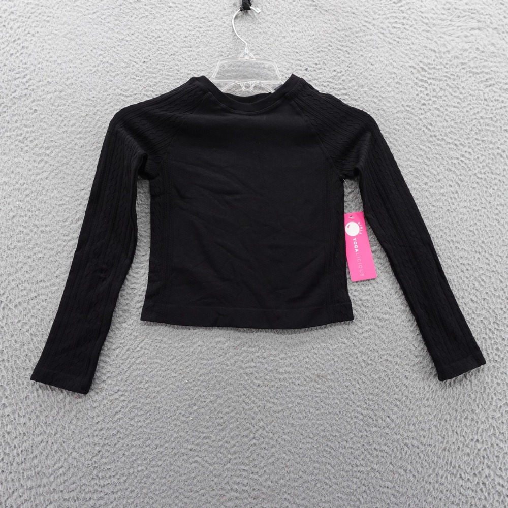 Yogalicious Girls Seamless Starla Long Sleeve Black Athletic Top Medium‎ NEW